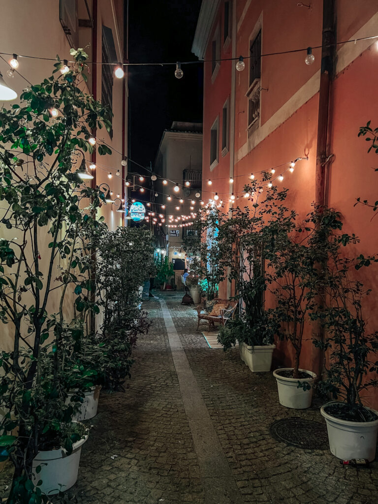 A street in Olbia by night