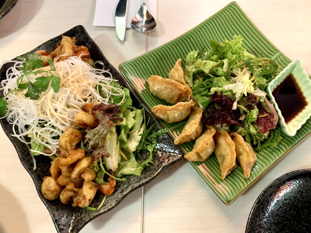 Asian Food, Gyoza and Schrimps