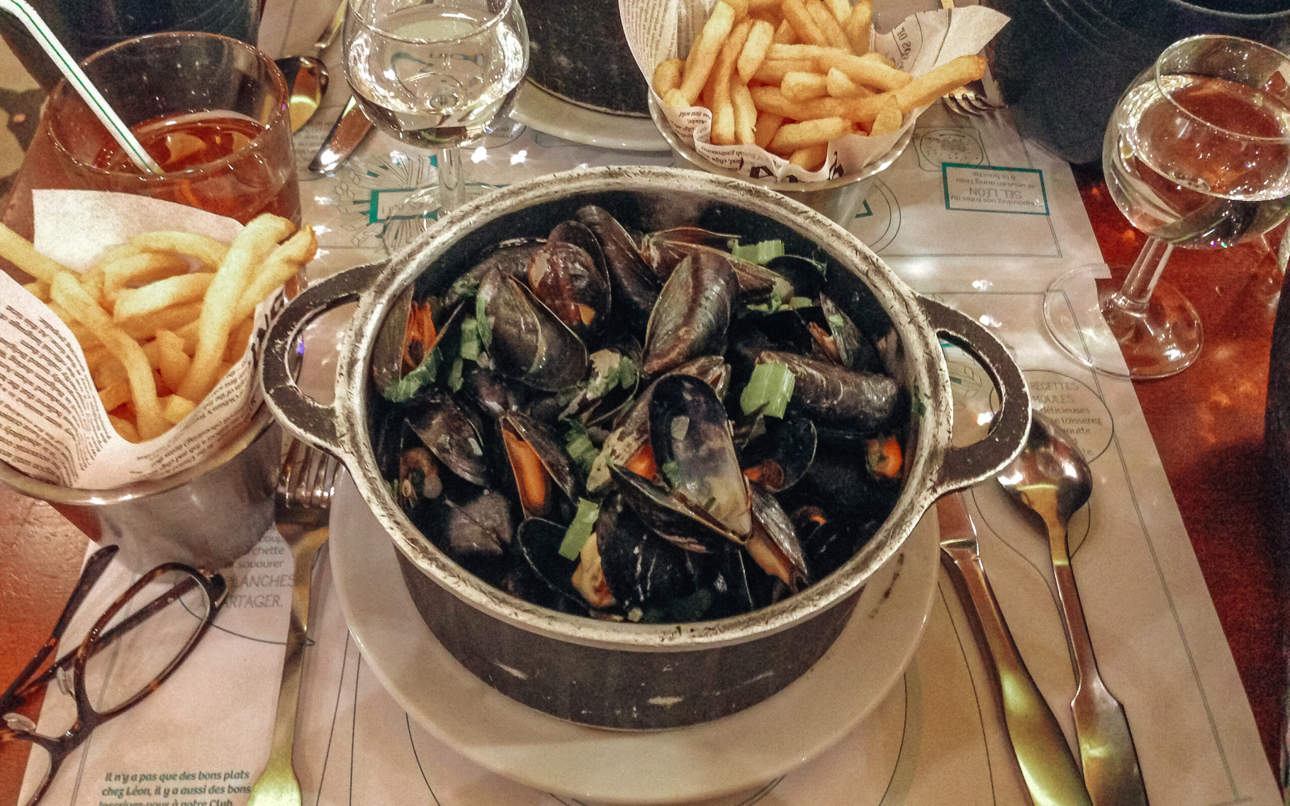 Eating dinner in Paris