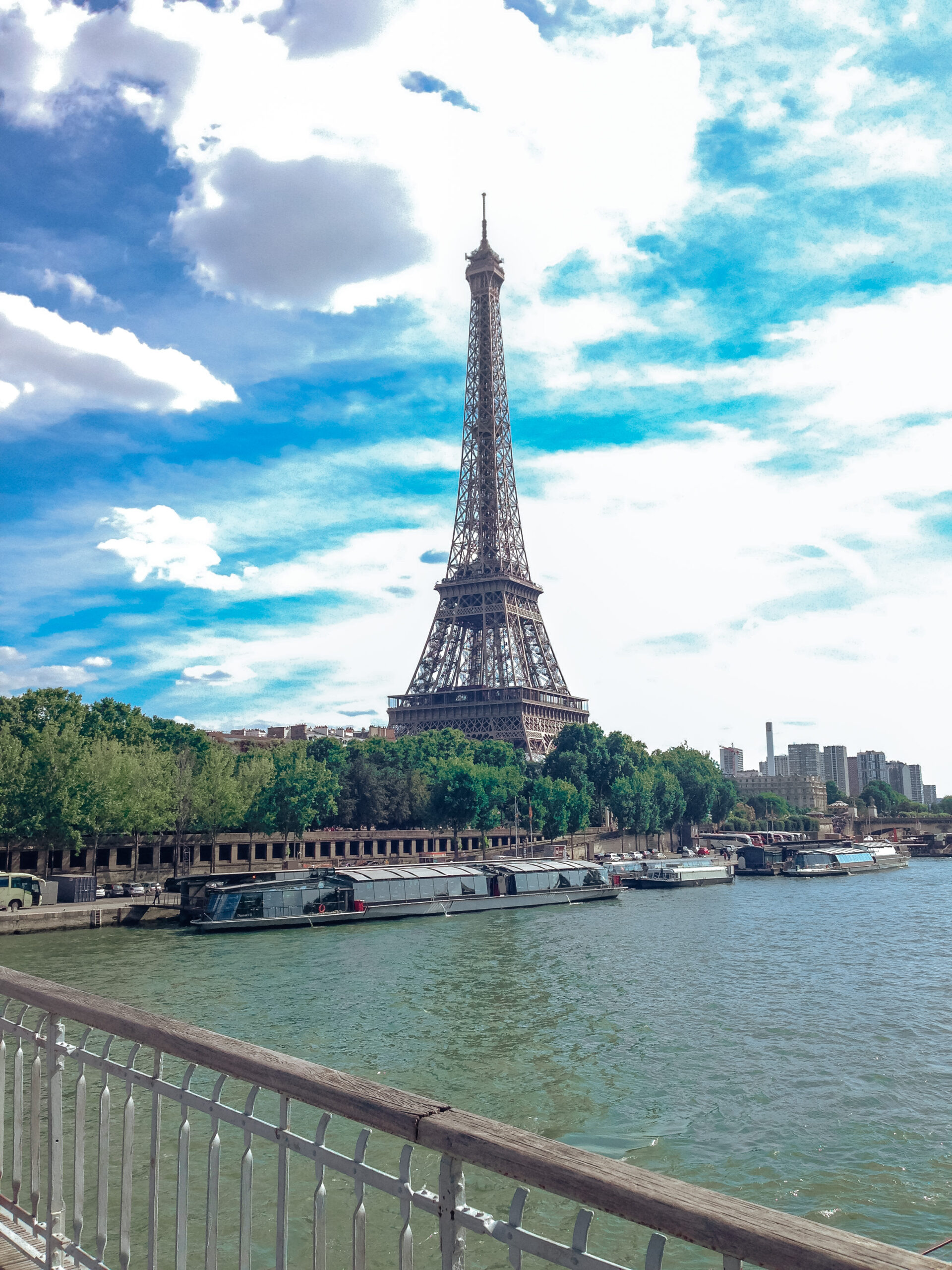 Eiffel Tower in Paris view from a bridge